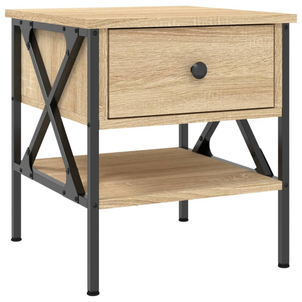 Vidaxl (Sonoma Oak) Bedside Table Bedside Cabinet Telephone Table Oak Engineered Wood Brown