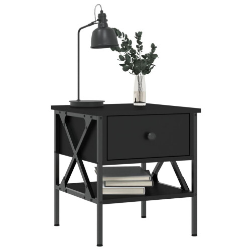 VidaXL (black) vidaXL Bedside Table Bedside Cabinet Telephone Table Brown Oak Engineered Wood 2