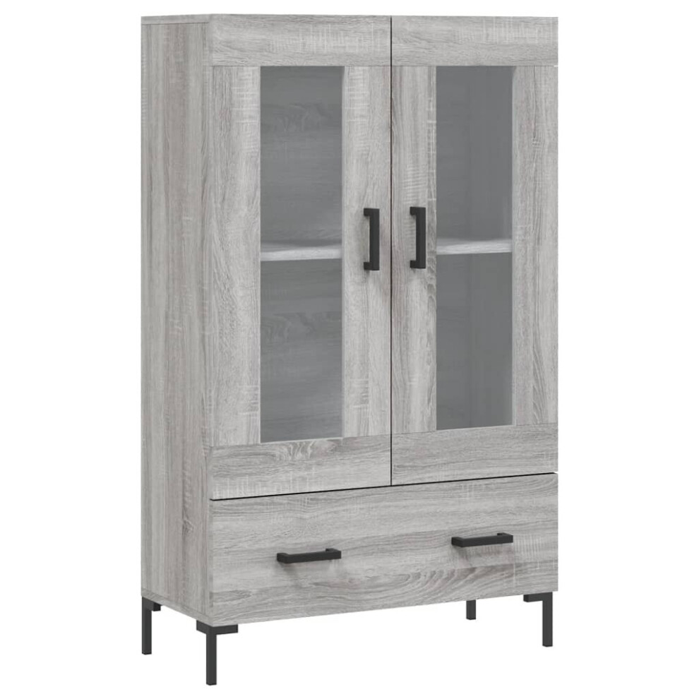 Vidaxl (Grey Sonoma) Highboard Sideboard Storage Cabinet Side Cabinet Black Engineered Wood