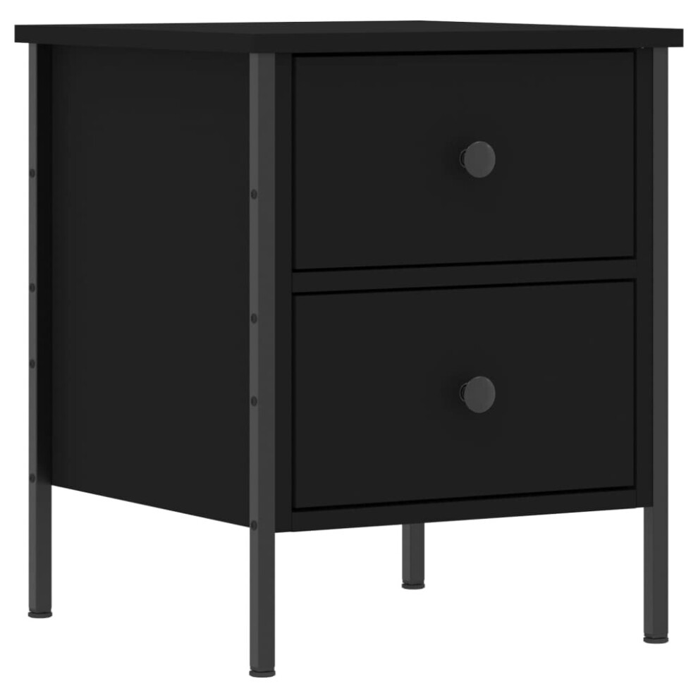 Vidaxl (Black) Bedside Cabinets Side Table Nightstand Bedside Table Engineered Wood