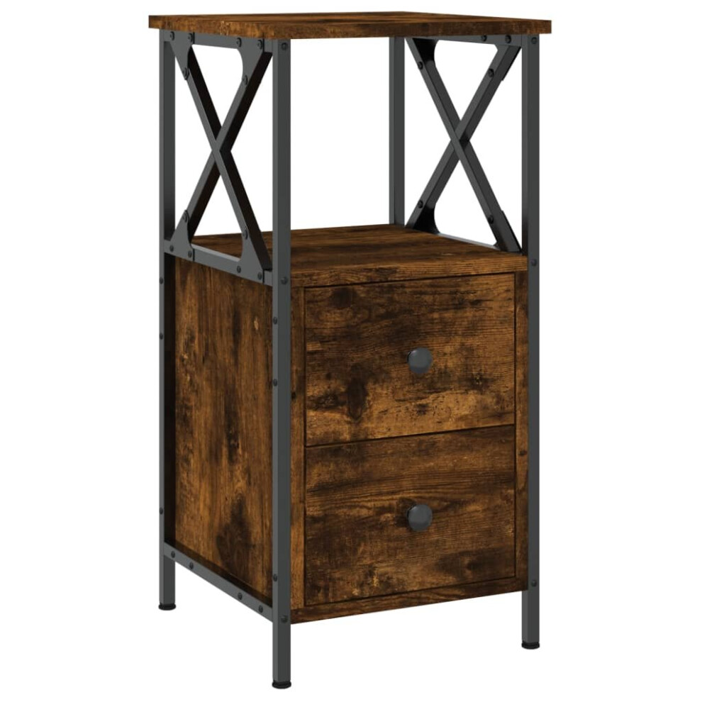 (smoked oak) vidaXL Bedside Cabinet Bedside Table Side Table Sonoma Oak Engineered Wood