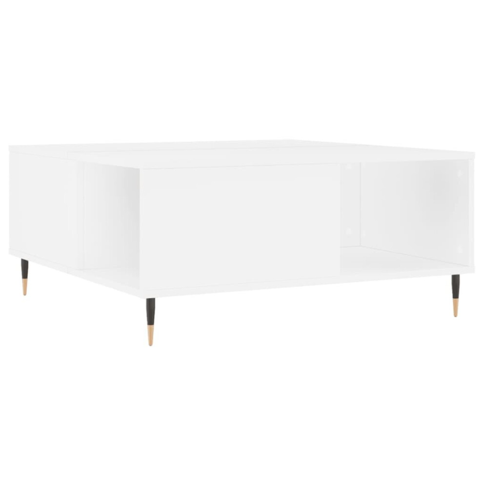 Vidaxl (White) Coffee Table Side Table Sofa Couch Table Smoked Oak Engineered Wood
