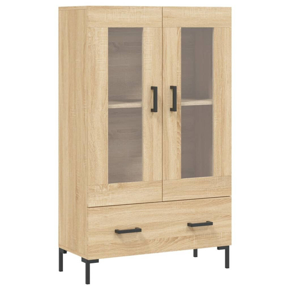 Vidaxl (Sonoma Oak) Highboard Sideboard Storage Cabinet Side Cabinet Black Engineered Wood