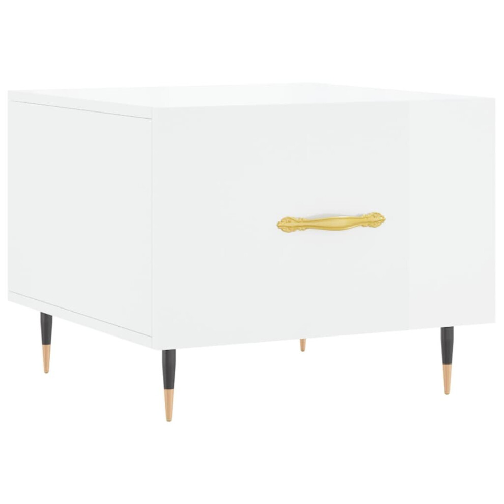 Vidaxl (High Gloss White) Coffee Table Side Table Sofa Table High Gloss White Engineered Wood