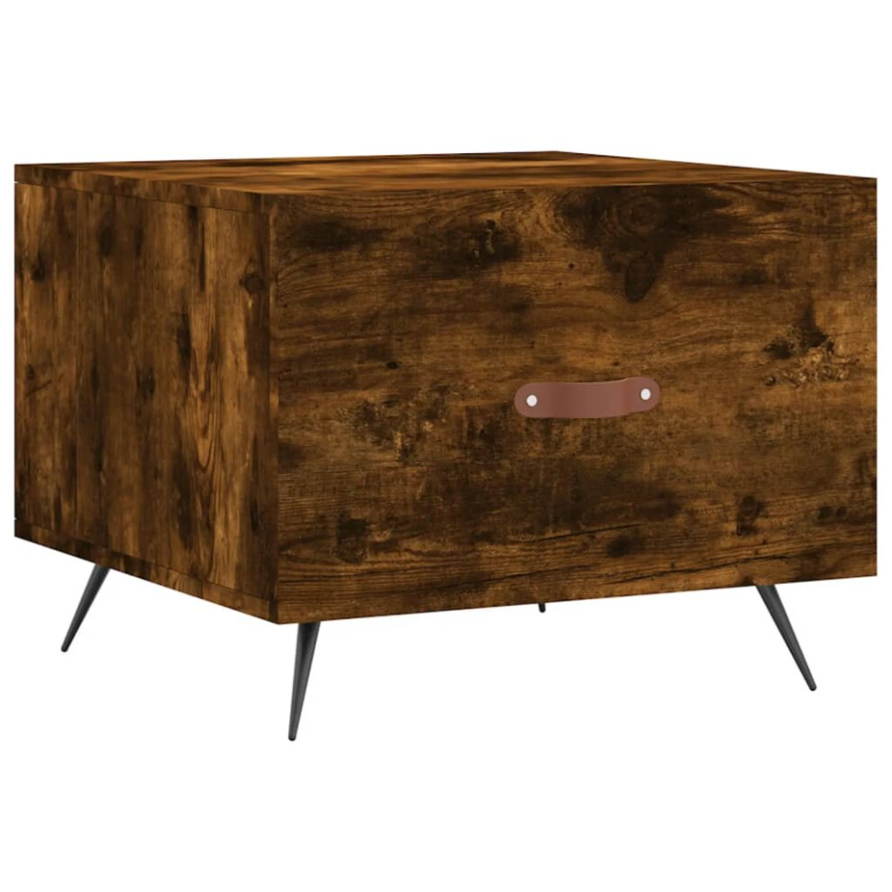 Vidaxl (Smoked Oak) Coffee Table Side Table Sofa Table High Gloss White Engineered Wood