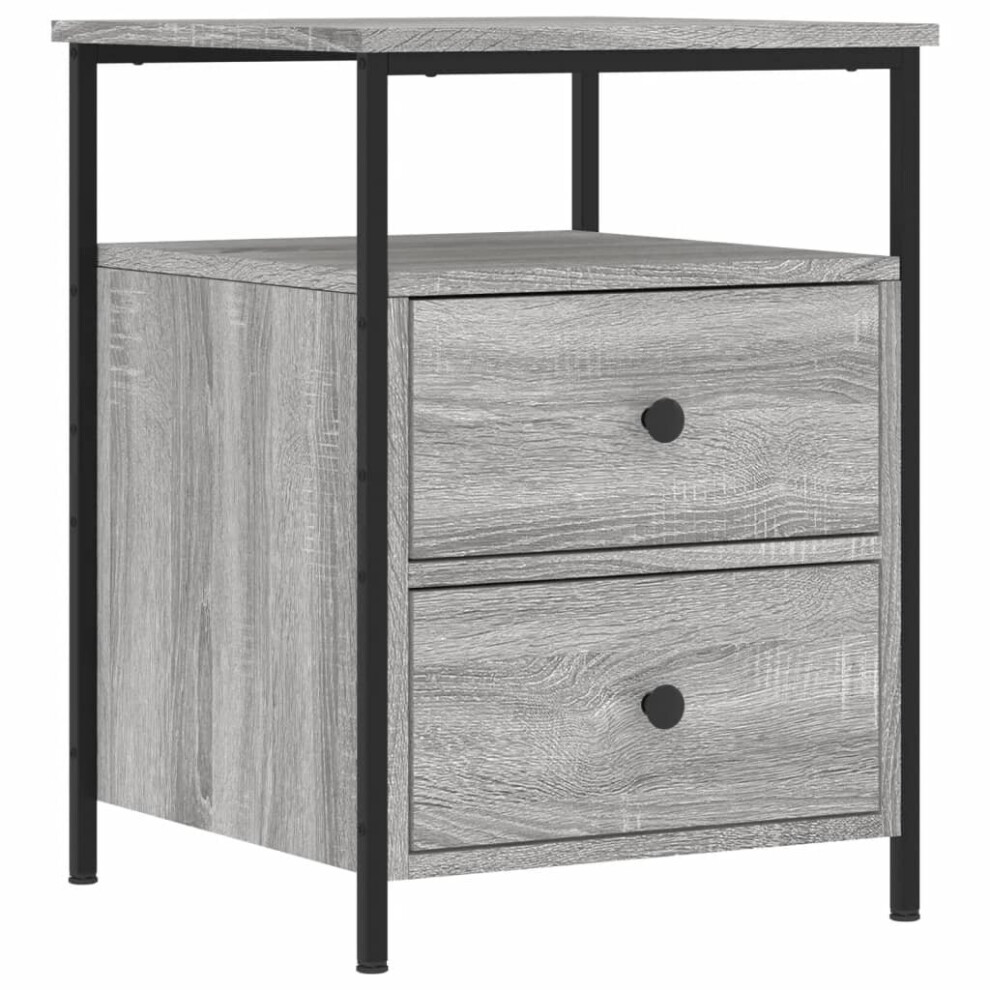 (grey sonoma) vidaXL Bedside Cabinet Bedside Table Side Table Smoked Oak Engineered Wood