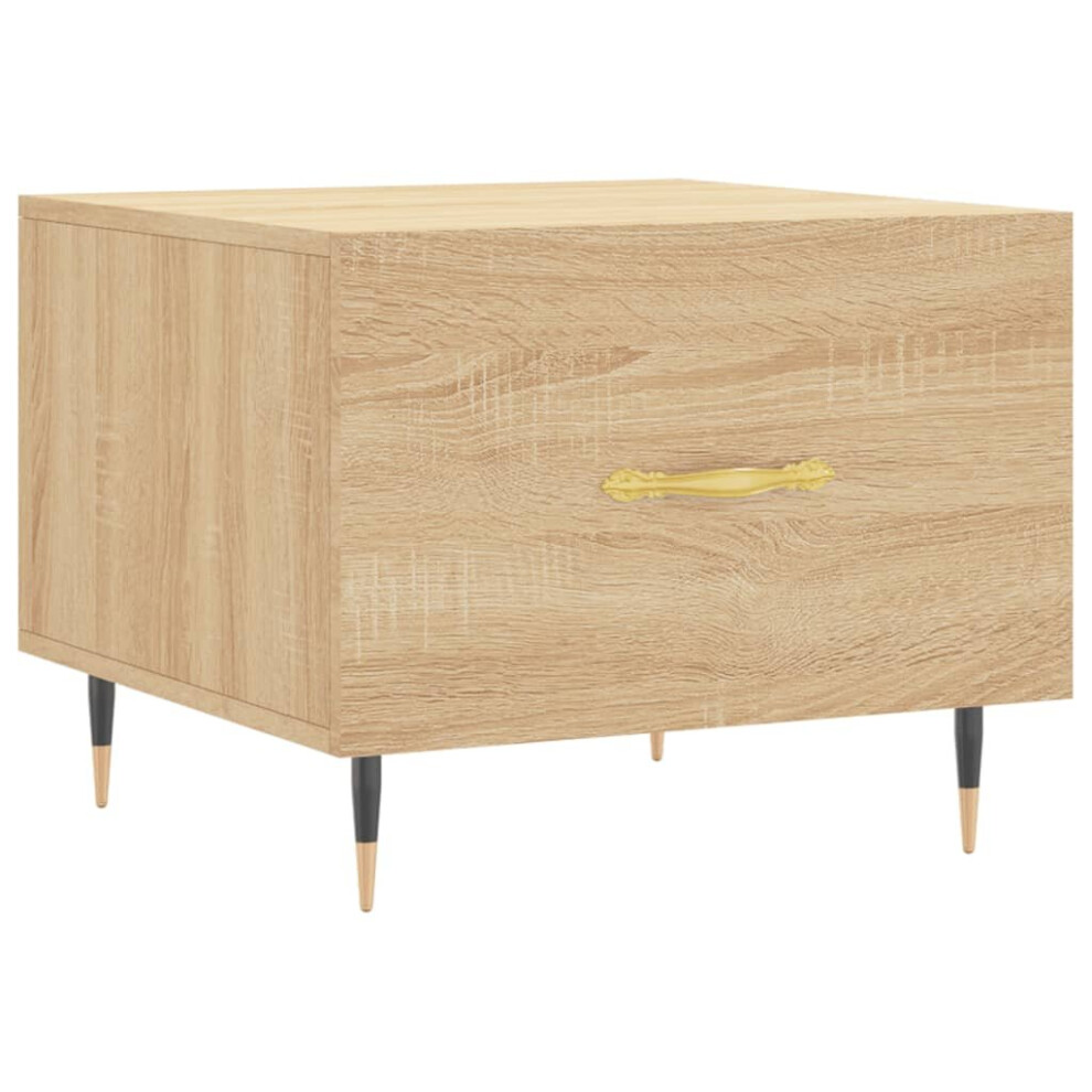 Vidaxl White,Brown (Sonoma Oak) Coffee Table Side Table Sofa Table High Gloss White Engineered Wood