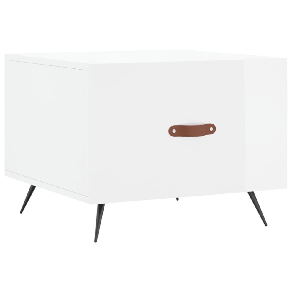 Vidaxl (High Gloss White) Coffee Table Side Table Sofa Table High Gloss White Engineered Wood