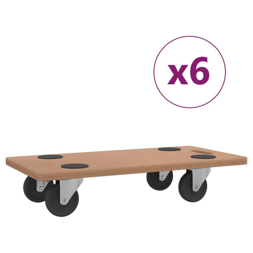 (57.5 x 29 cm/ 6 pcs) vidaXL Dolly Trolleys Wheeled Furniture Mover Rectangular Engineered Wood