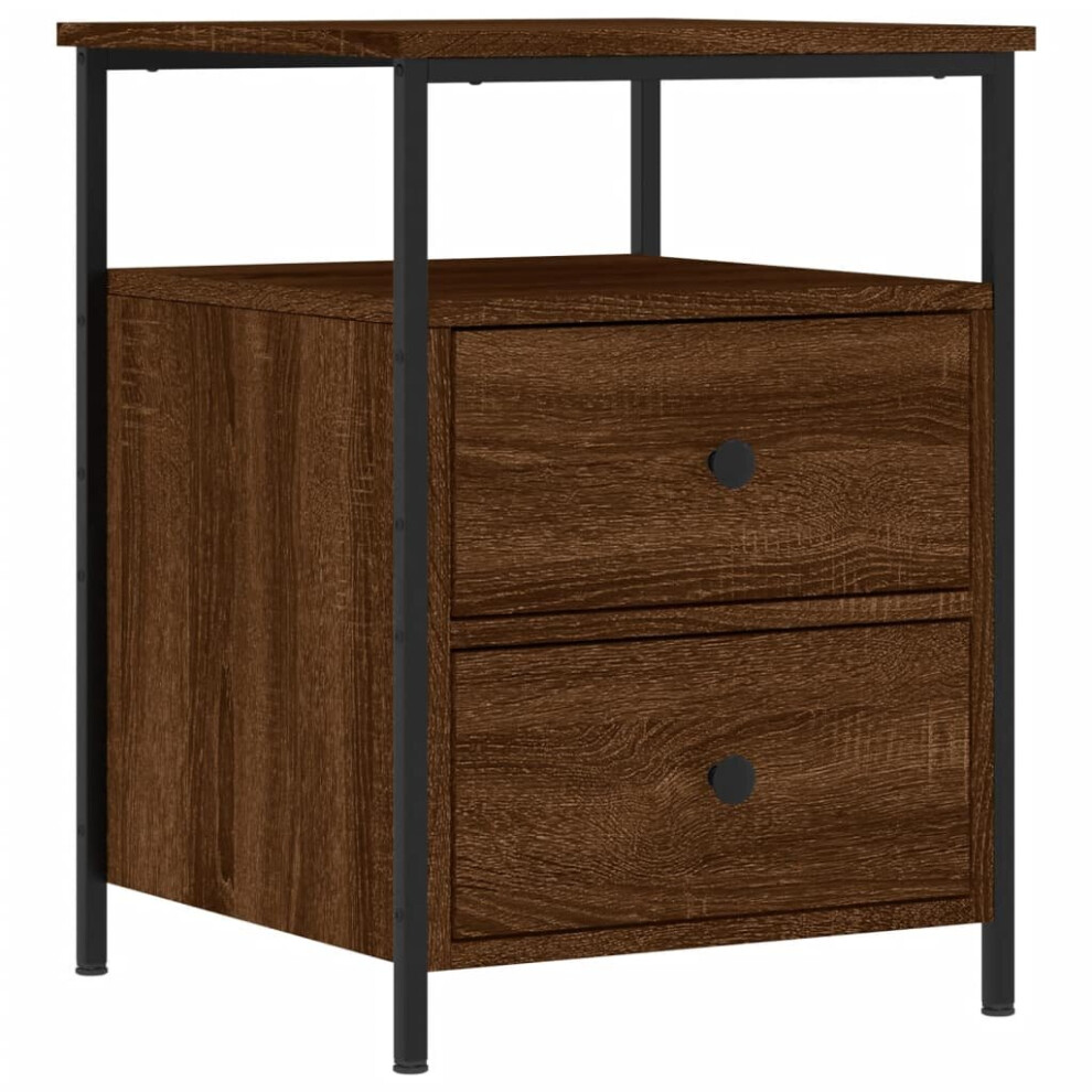 (brown oak) vidaXL Bedside Cabinet Bedside Table Side Table Smoked Oak Engineered Wood