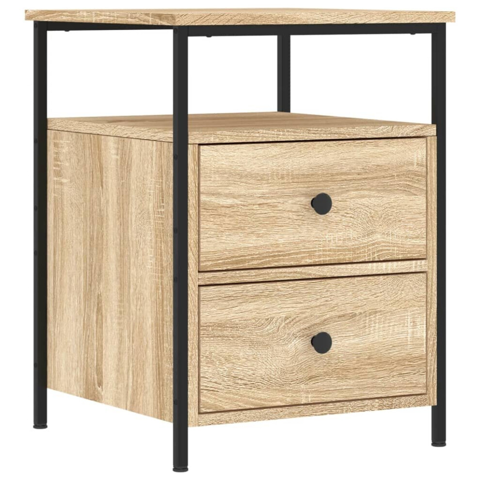 (sonoma oak) vidaXL Bedside Cabinet Bedside Table Side Table Smoked Oak Engineered Wood