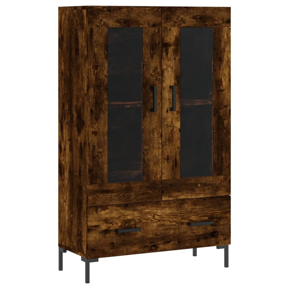 Vidaxl (Smoked Oak) Highboard Sideboard Storage Cabinet Side Cabinet Black Engineered Wood