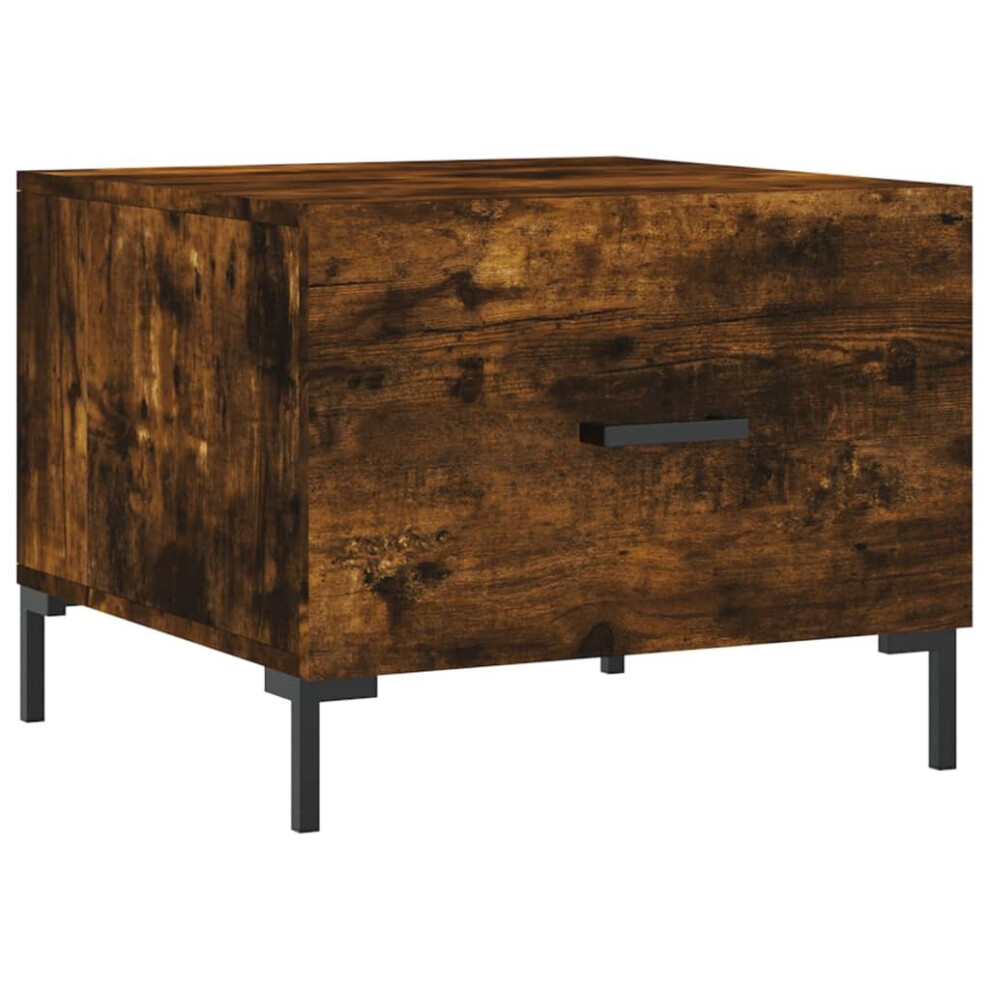 New Vidaxl (Smoked Oak) Coffee Table Side Table Sofa Table High Gloss White Engineered Wood White,Brown
