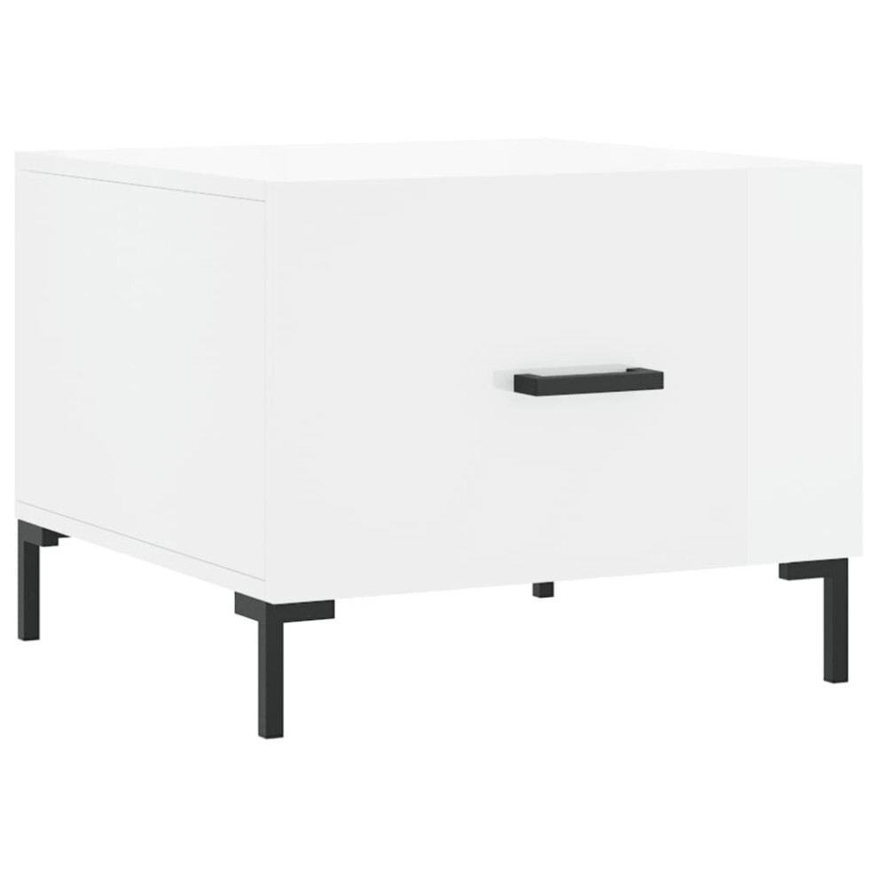 Vidaxl (High Gloss White) Coffee Table Side Table Sofa Table High Gloss White Engineered Wood