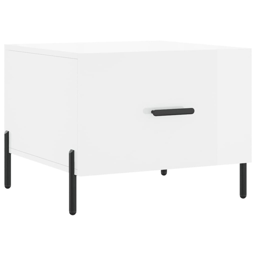 Vidaxl (High Gloss White) Coffee Table Side Table Sofa Couch Table Smoked Oak Engineered Wood