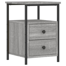 (grey sonoma) vidaXL Bedside Cabinet Bedside Table Telephone Table Black Engineered Wood