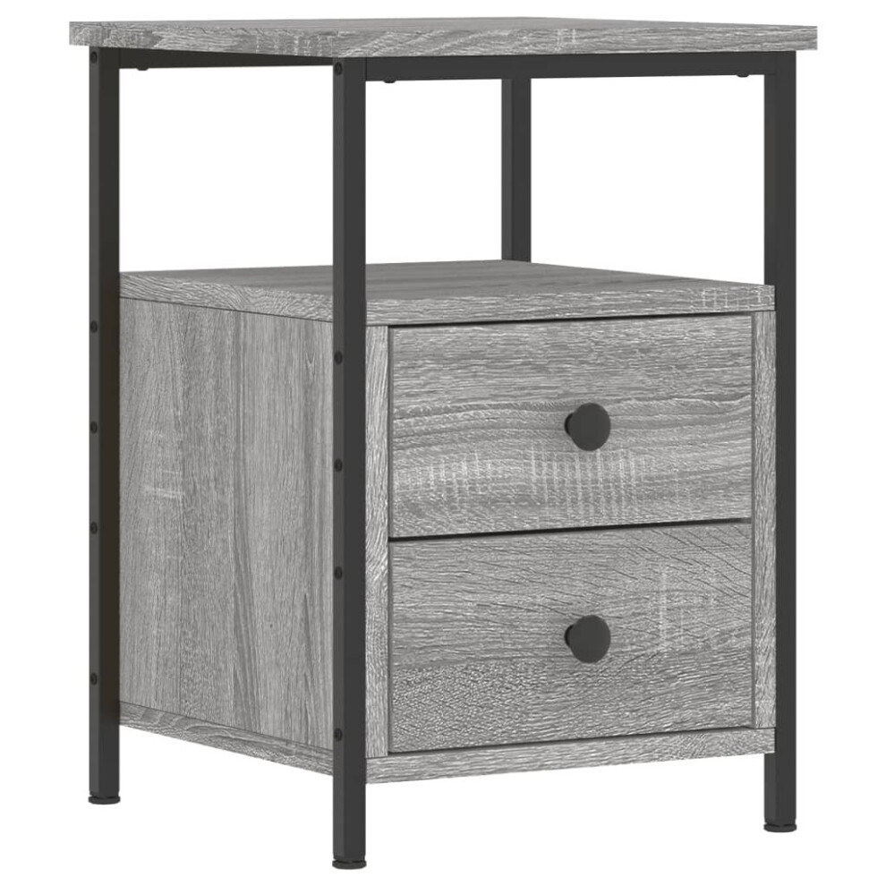 (grey sonoma) vidaXL Bedside Cabinet Bedside Table Telephone Table Black Engineered Wood