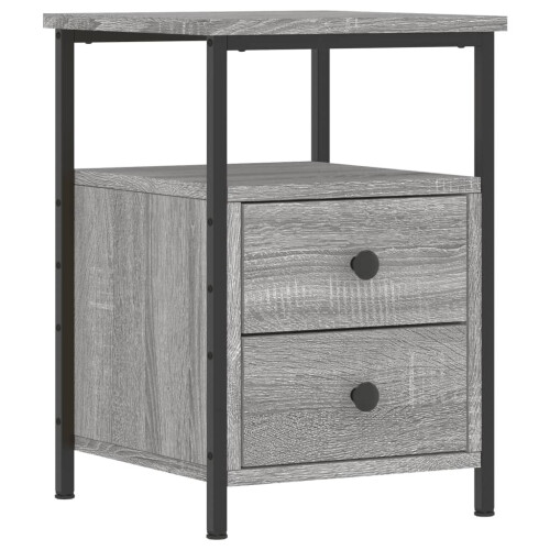 VidaXL (grey sonoma) vidaXL Bedside Cabinet Bedside Table Telephone Table Black Engineered Wood 1