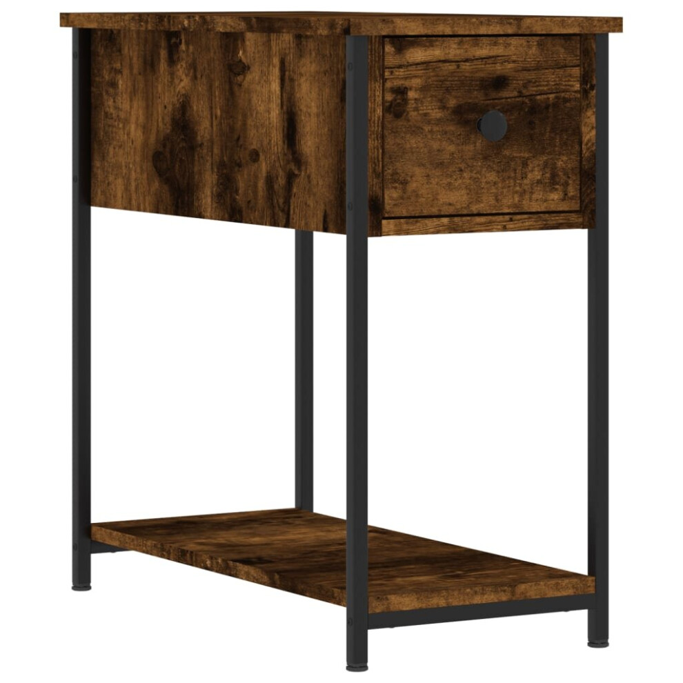 (smoked oak) vidaXL Bedside Cabinet Side Table Nightstand Bed Table Black Engineered Wood