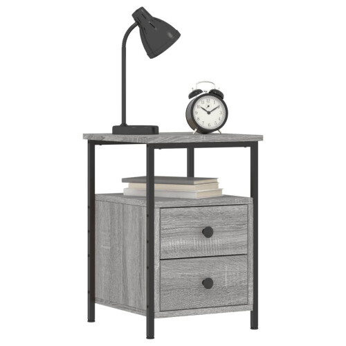 VidaXL (grey sonoma) vidaXL Bedside Cabinet Bedside Table Telephone Table Black Engineered Wood 2