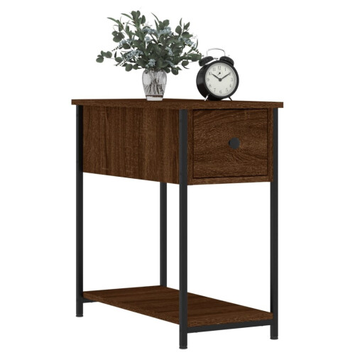 VidaXL (brown oak) vidaXL Bedside Cabinet Side Table Nightstand Bed Table Black Engineered Wood 2