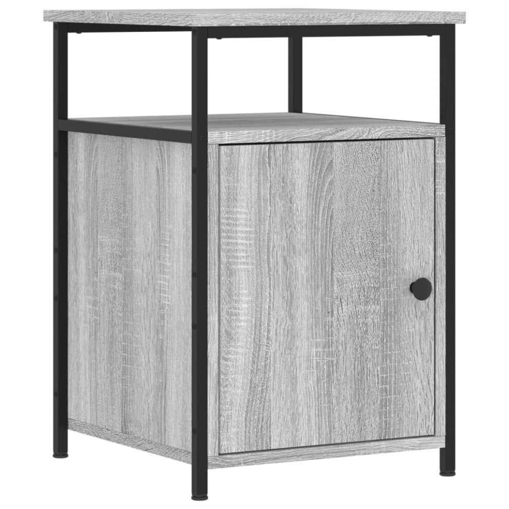 (grey sonoma) vidaXL Bedside Cabinet Bedside Table Side Table Smoked Oak Engineered Wood