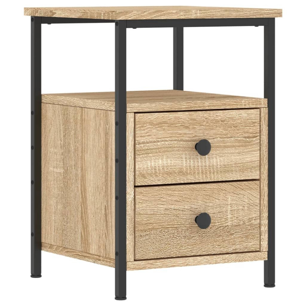 Vidaxl (Sonoma Oak) Bedside Cabinet Bedside Table Telephone Table Engineered Wood Black