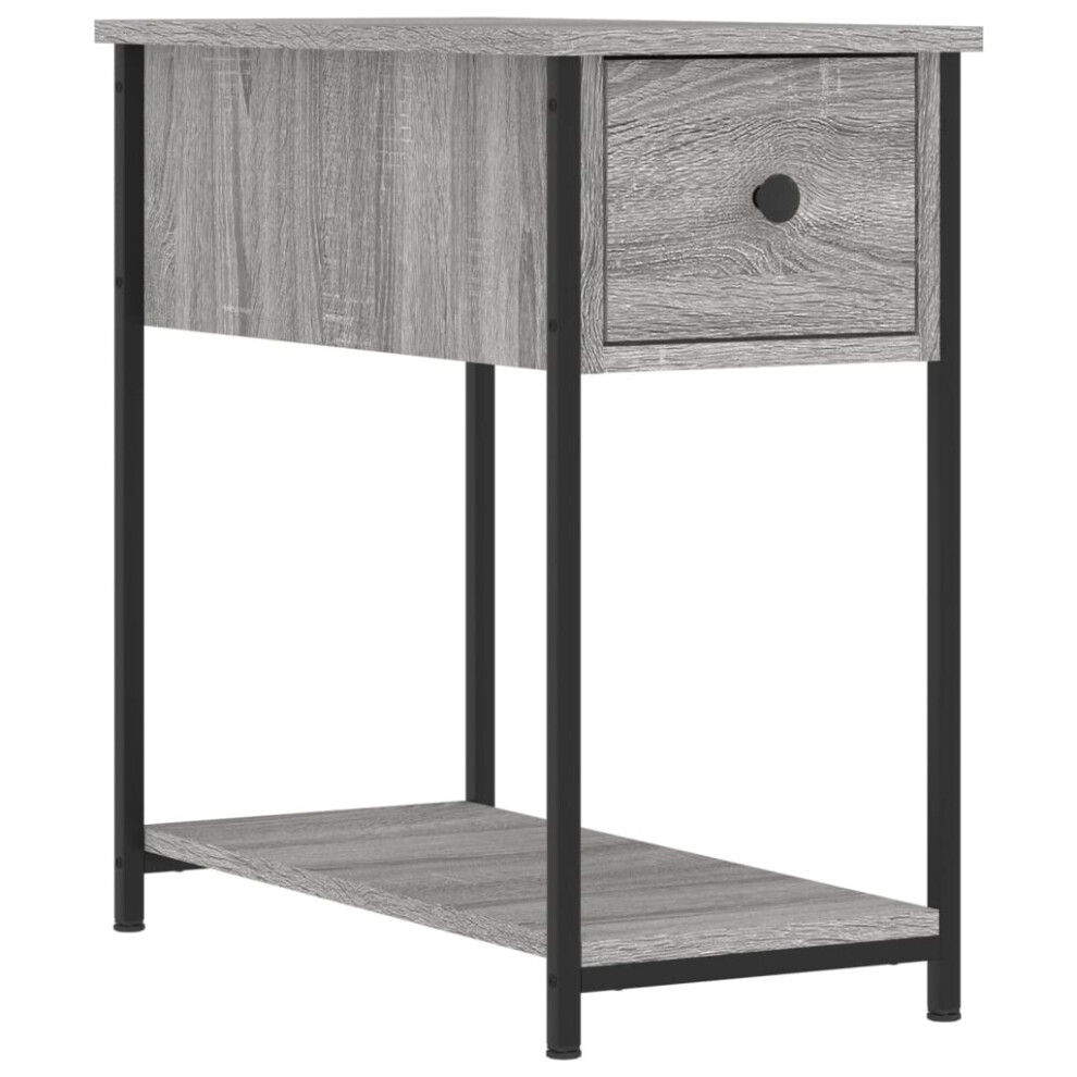 (grey sonoma) vidaXL Bedside Cabinet Side Table Nightstand Bed Table Black Engineered Wood