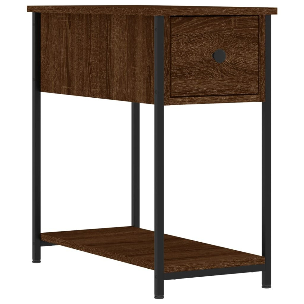 (brown oak) vidaXL Bedside Cabinet Side Table Nightstand Bed Table Black Engineered Wood