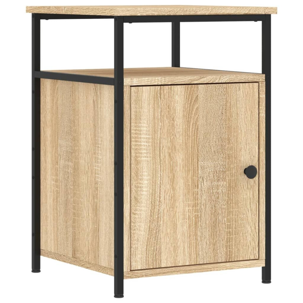 (sonoma oak) vidaXL Bedside Cabinet Bedside Table Side Table Smoked Oak Engineered Wood