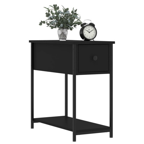 VidaXL (black) vidaXL Bedside Cabinet Side Table Nightstand Bed Table Black Engineered Wood 2