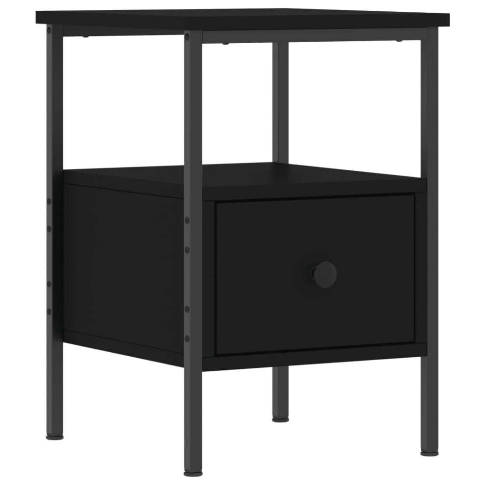 Vidaxl (Black) Bedside Cabinet Bedside Table Side Table Sonoma Oak Engineered Wood