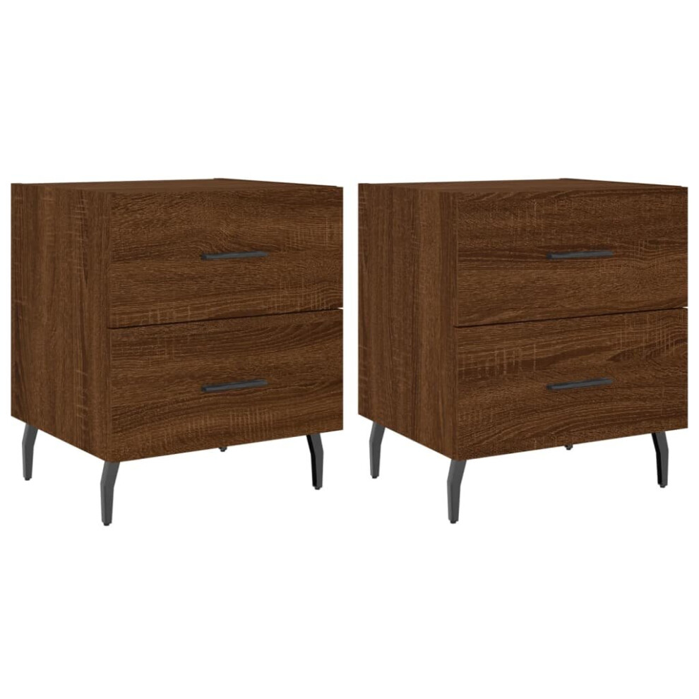 (brown oak, 2 pcs) vidaXL Bedside Cabinets Nightstand Bedside Table 2 pcs White Engineered Wood