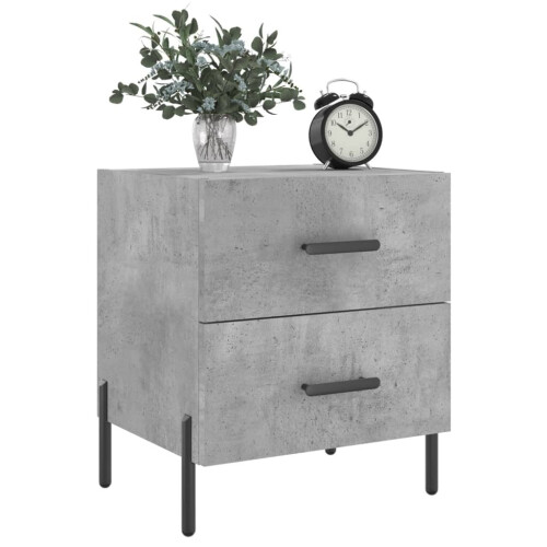 VidaXL (concrete grey, 1 pcs) vidaXL Bedside Cabinets Nightstand Bedside Table 2 pcs White Engineered Wood 2