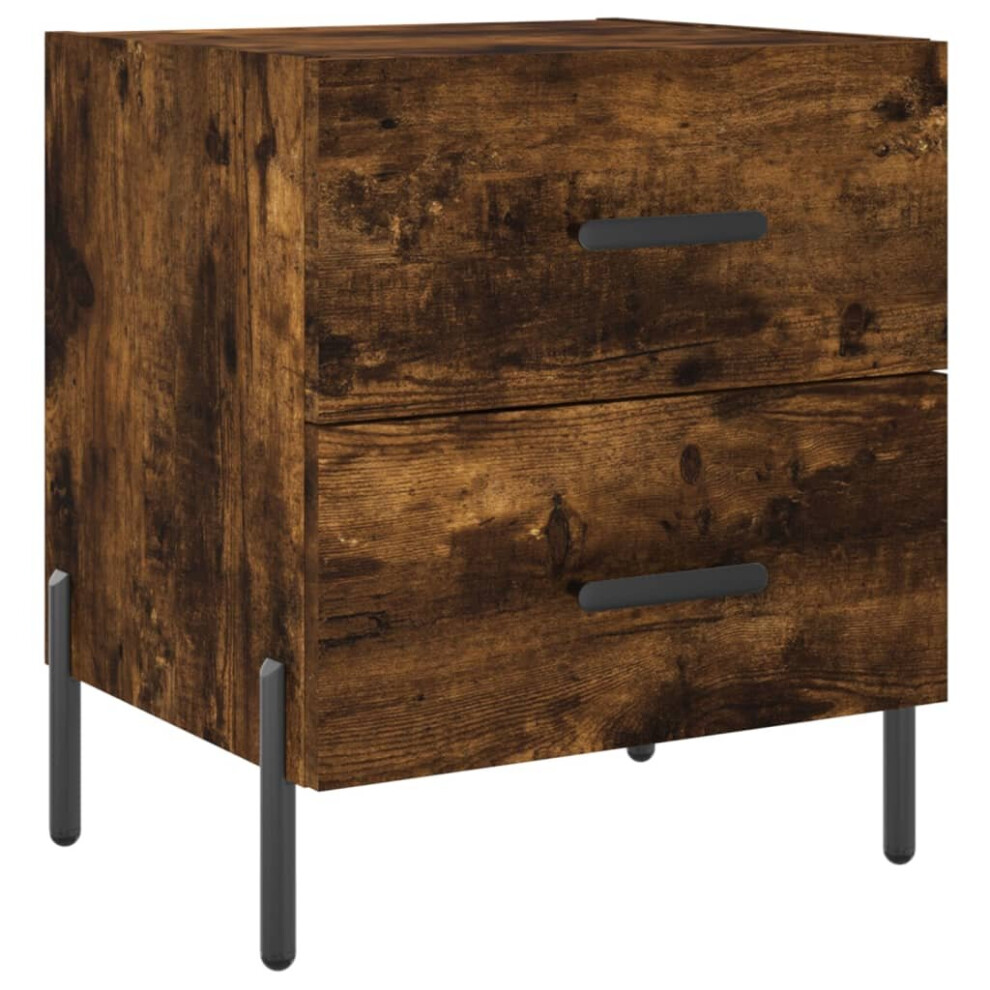 Vidaxl (Smoked Oak, 1 Pcs) Bedside Cabinets Nightstand Bedside Table 2 Pcs White Engineered Wood