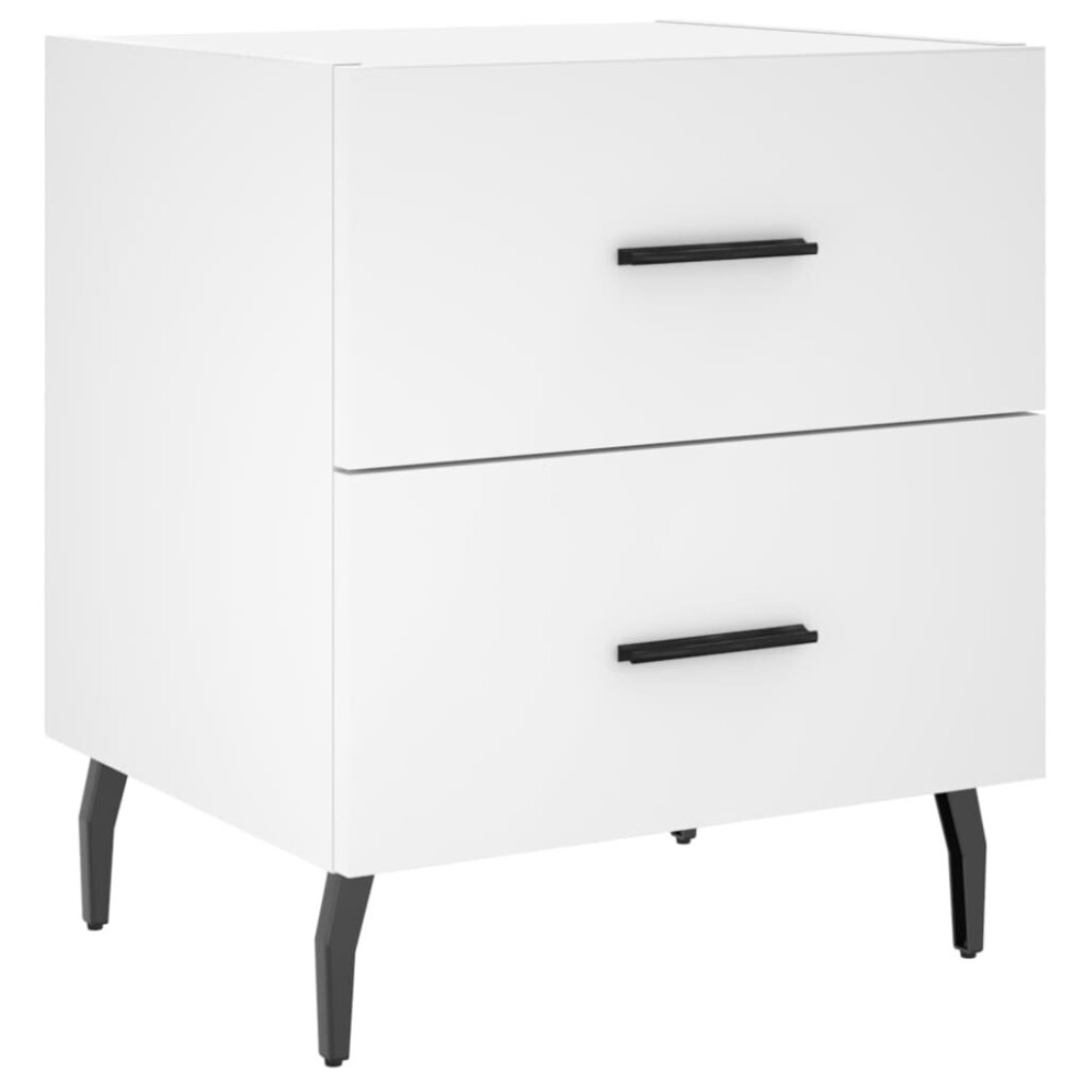 Vidaxl (White, 1 Pcs) Bedside Cabinets Nightstand Bedside Table 2 Pcs White Engineered Wood