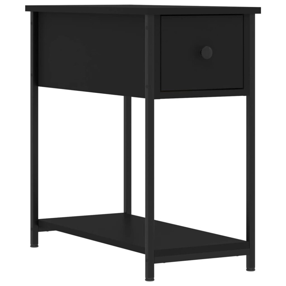 (black) vidaXL Bedside Cabinet Side Table Nightstand Bed Table Black Engineered Wood