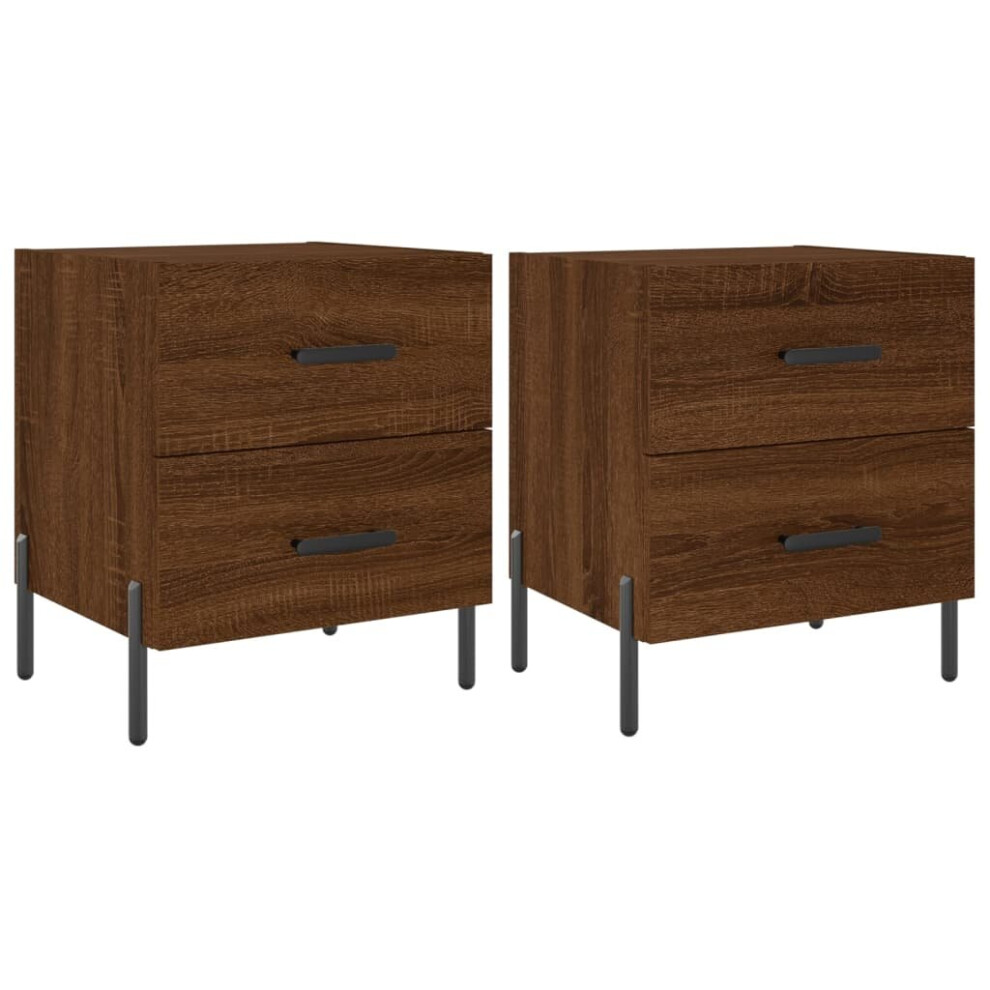 Vidaxl (Brown Oak, 2 Pcs) Bedside Cabinets Nightstand Bedside Table 2 Pcs White Engineered Wood