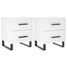 (white, 2 pcs) vidaXL Bedside Cabinet Nightstands 2 pcs High Gloss White Engineered Wood