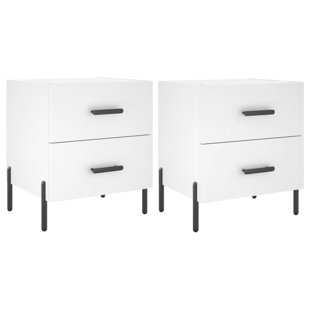 (white, 2 pcs) vidaXL Bedside Cabinets Nightstand Bedside Table 2 pcs White Engineered Wood