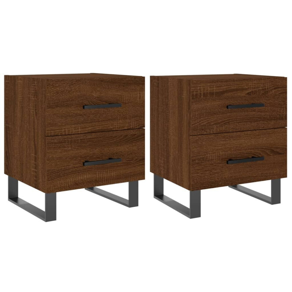 (brown oak, 2 pcs) vidaXL Bedside Cabinet Nightstands 2 pcs High Gloss White Engineered Wood