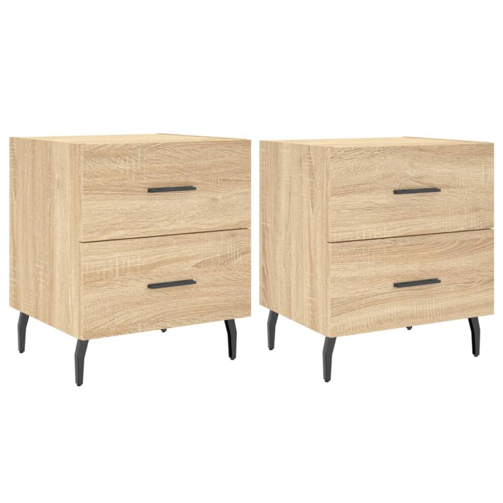 (sonoma oak, 2 pcs) vidaXL Bedside Cabinets Nightstand Bedside Table 2 pcs White Engineered Wood