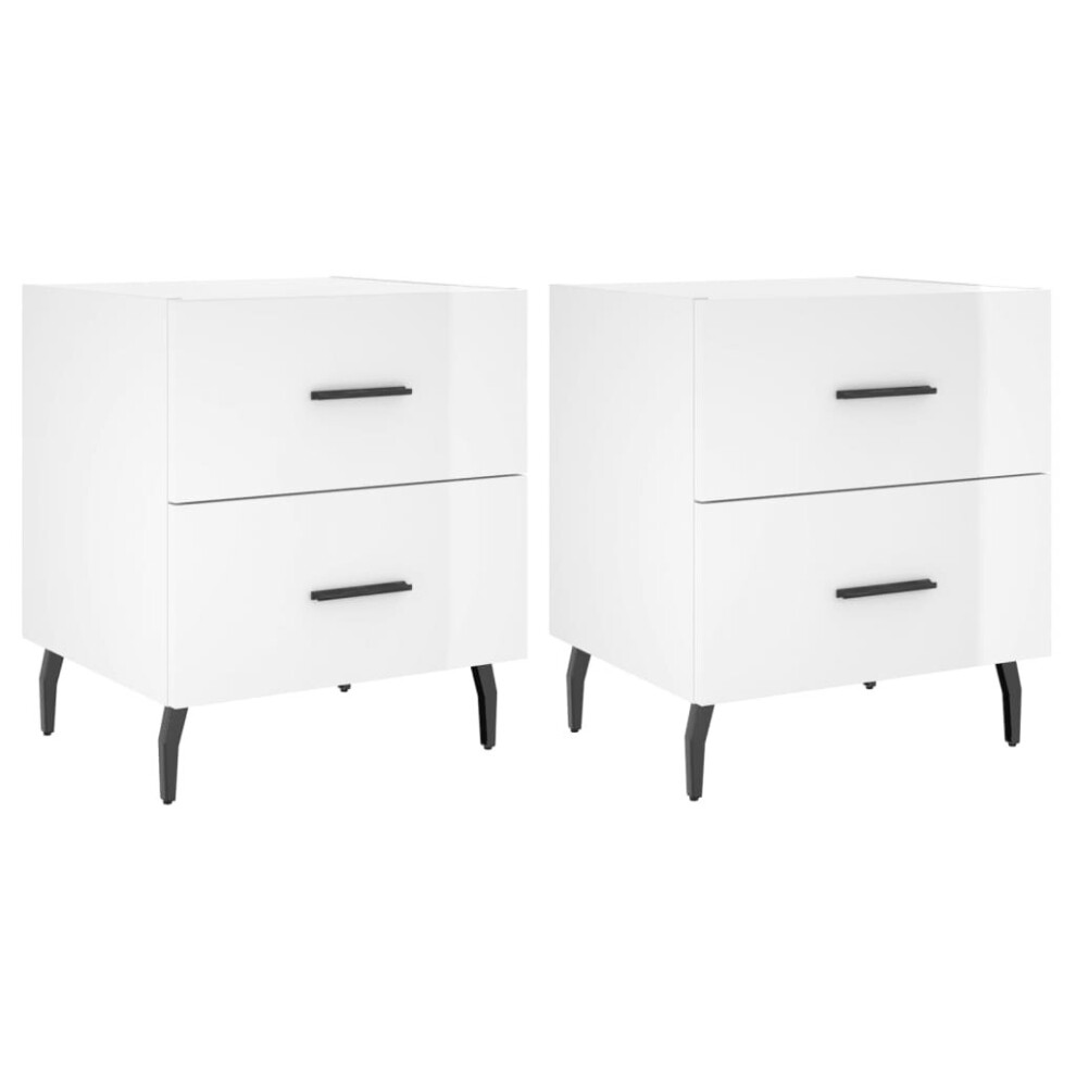 (high gloss white, 2 pcs) vidaXL Bedside Cabinets Nightstand Bedside Table 2 pcs White Engineered Wood