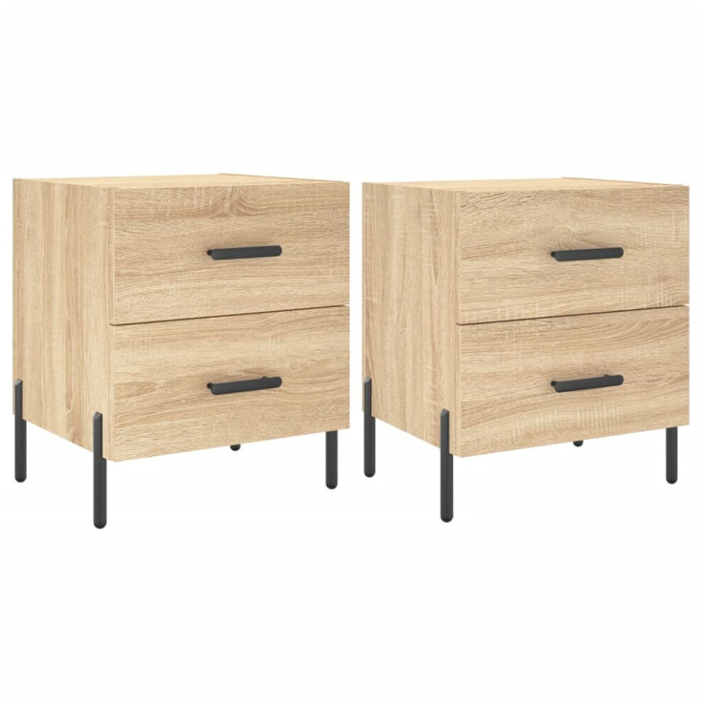 (sonoma oak, 2 pcs) vidaXL Bedside Cabinets Nightstand Bedside Table 2 pcs White Engineered Wood