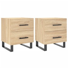 (sonoma oak, 2 pcs) vidaXL Bedside Cabinet Nightstands 2 pcs High Gloss White Engineered Wood