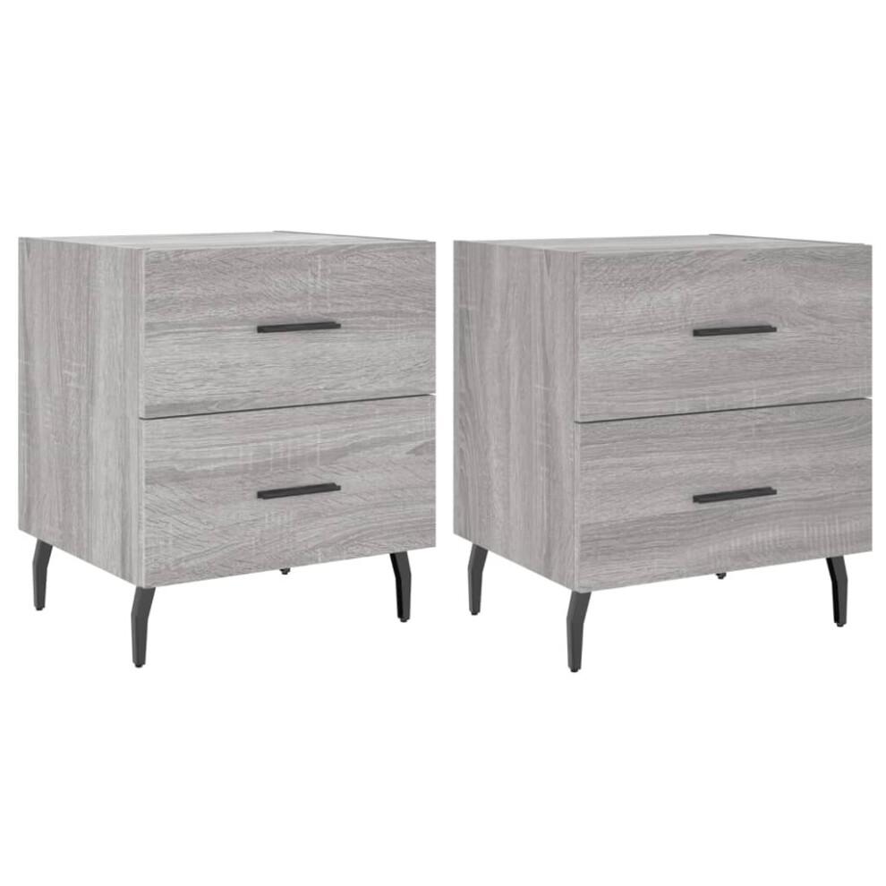 (grey sonoma, 2 pcs) vidaXL Bedside Cabinets Nightstand Bedside Table 2 pcs White Engineered Wood