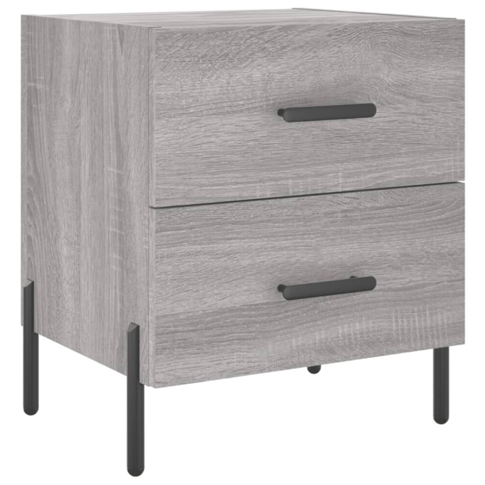Vidaxl (Grey Sonoma, 1 Pcs) Bedside Cabinets Nightstand Bedside Table 2 Pcs White Engineered Wood