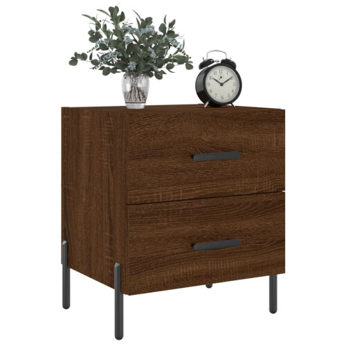 VidaXL (brown oak, 2 pcs) vidaXL Bedside Cabinets Nightstand Bedside Table 2 pcs White Engineered Wood 2