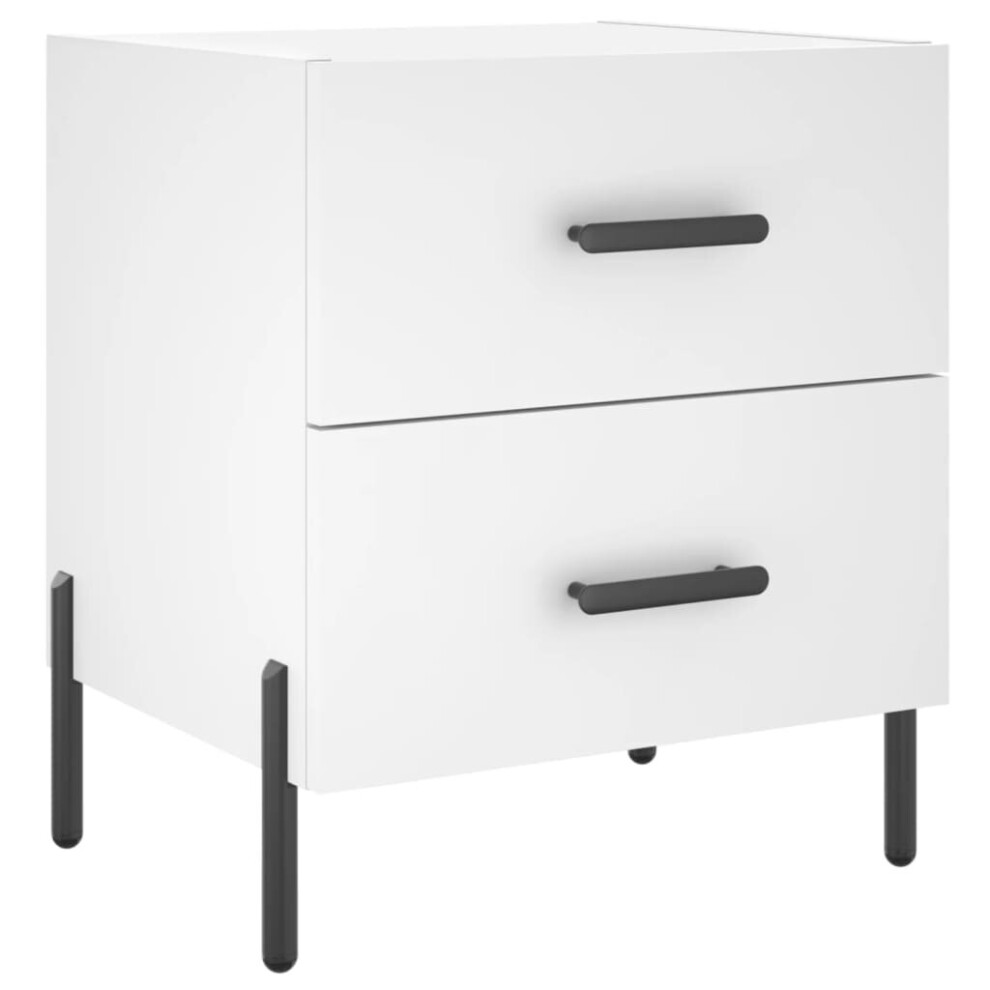 Vidaxl (White, 1 Pcs) Bedside Cabinets Nightstand Bedside Table 2 Pcs White Engineered Wood