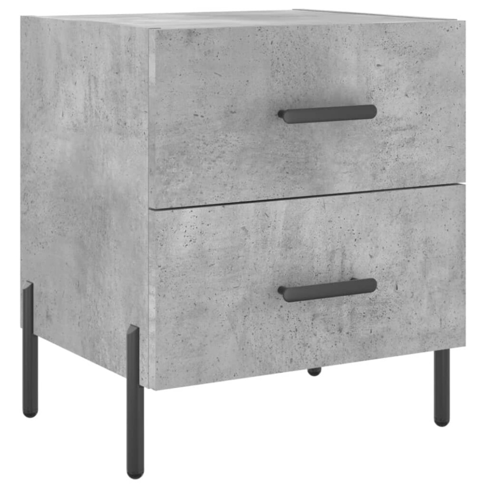 Vidaxl (Concrete Grey, 1 Pcs) Bedside Cabinets Nightstand Bedside Table 2 Pcs White Engineered Wood
